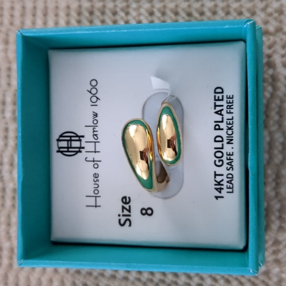House of Harlow 1960 Gold Plated Ring Elegant Jewelry Sz 7 & 8 New - Picture 2 of 6